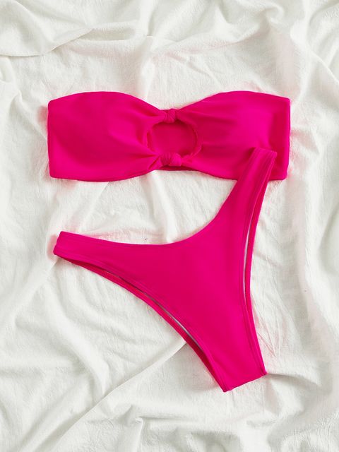 Knot Decor Bandeau Bikini Swimsuit Lynks Shop