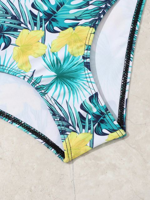 Girls Tropical Print Cut Out Bikini Swimsuit Lynks Shop