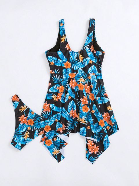 Tropical Print Hanky Hem Bikini Swimsuit Lynks Shop