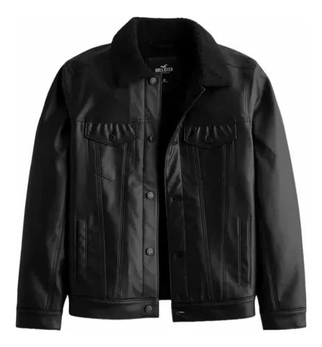 Hollister mens leather clearance jacket