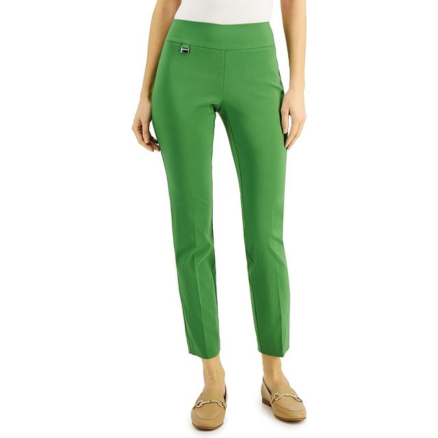 Alfani Women's Tummy-Control Pull On Skinny Pants Green Size 12 Petite