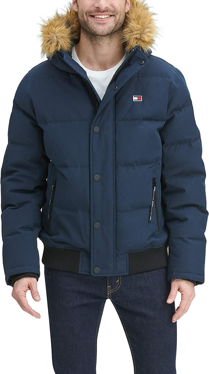 Tommy Hilfiger Men's Arctic Cloth Quilted Snorkel Bomber Jacket | Lynks ...