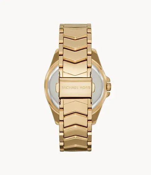 Michael Kors Women's Whitney Three-Hand Gold-Tone Stainless Steel Watch ...