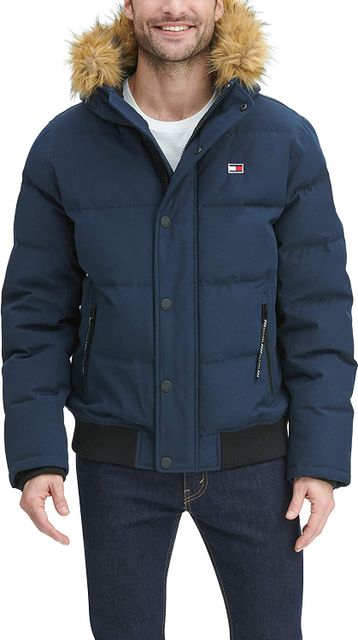 Tommy hilfiger men's arctic cloth full length quilted snorkel on sale jacket