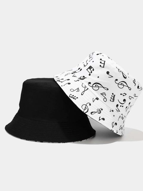 Music Note Print Reversible Bucket Hat | Lynks Shop